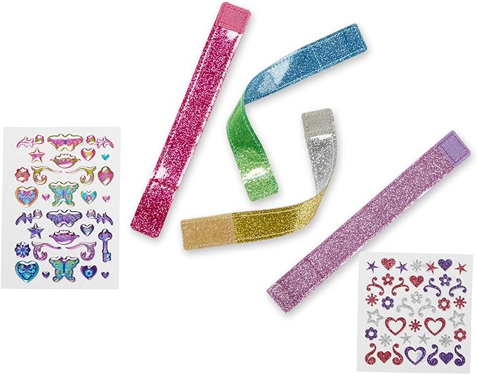 Melissa & Doug Design-Your-Own Bracelets With 100+ Sparkle Gem and Glitter Stickers - Kids Snap Bracelets, Jewelry Crafts For Kids Ages 4+