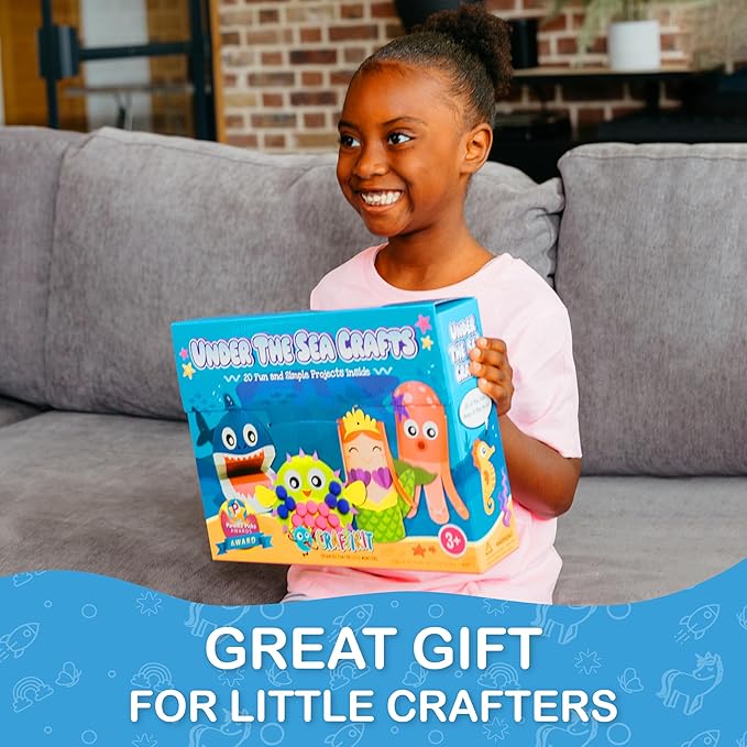 Craftikit® 20 Award-Winning Under The Sea Toddler Arts and Crafts for Girls Ages 4-8, Paper Craft Kits, Sea Animals, Mermaid Crafts for Girls Ages 4-6, Boys, Preschool Craft Supplies for Kids
