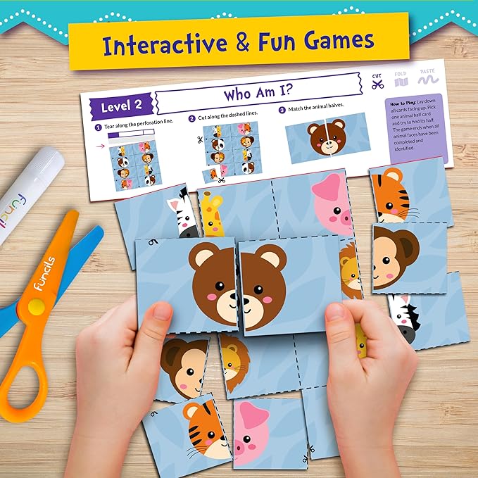 Toddler Scissor Skills - Art Supplies & Crafts Kit for Kids, Safety Scissors, Fine Motor Toys, Montessori Gifts for Boys & Girls Ages 3, 4, 5, 6, 7 Year Old, Preschool Learning Activity Books