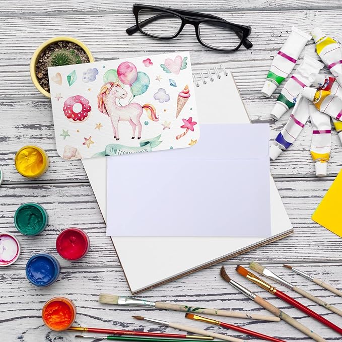 Sabary 100 Pcs Blank Watercolor Cards and Envelopes Set 140lb Heavyweight White Blank Cards Watercolor Greeting Cards Bulk for Painting Invitations Notes Wedding(4 x 6 Inch)