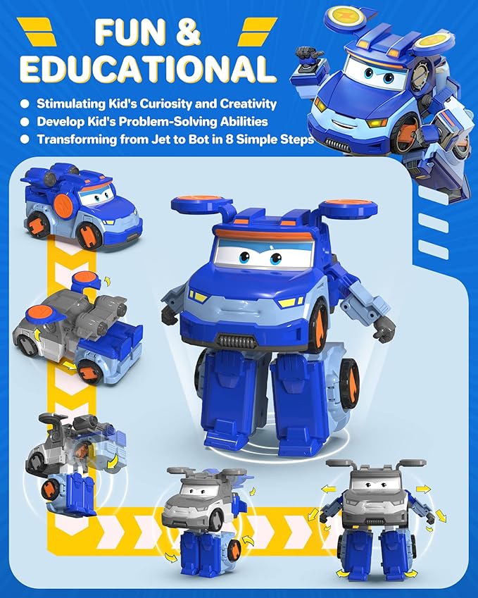 Super Wings - 5" Transforming Leo Airplane Toys Action Figure | Airplane to Robot | Season 5 New Character | Fun Toy Plane for 3 4 5 Years Old Boys and Girls | Preschool Birthday Gift for Kids , Blue