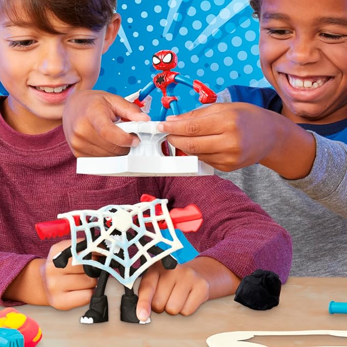 Play-Doh Marvel Spider-Man Launch & Slice Battle Playset with 2 Bendy Action Figures and 7 Accessories, Imagination Toys for Boys & Girls 4 Years & Up