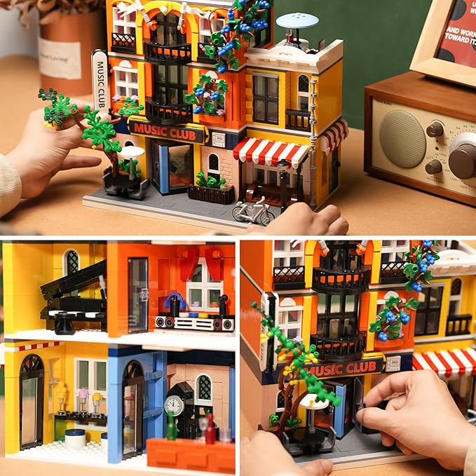 ENJBRICK Flowers City Jazz Club Building Sets for Adutls, Architecture House Building Kit for Boys and Girls 8-14 Years 1683 PCS