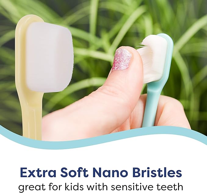 Extra Soft Toothbrush, Nano Toothbrush for Sensitive Gums, Extra Soft Toothbrushes Child Sensitive Teeth Manual, Ultra Soft Toothbrush for Extra Protection Gum Care, Perfect for (Kids - 4 Pack)