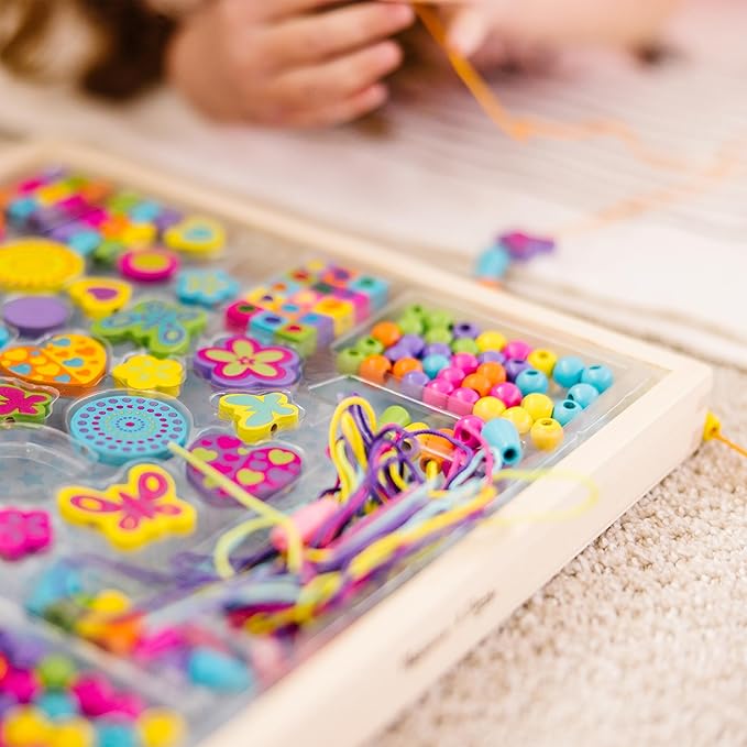 Melissa & Doug Created by Me Bead Bouquet Deluxe Wooden Bead Set With 220+ Beads for Jewelry-Making Kits for Kids 4+ - FSC-Certified