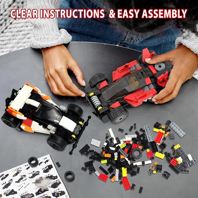 ZYLEGEN Sports Car MOC Building Block,Speed Champions Racing Cars Blocks Building Sets Toys, Technique Cyber Buggy Vehicle DIY Building Bricks for Kids and Adults,Birthday, Christmas Day Gift(Red)