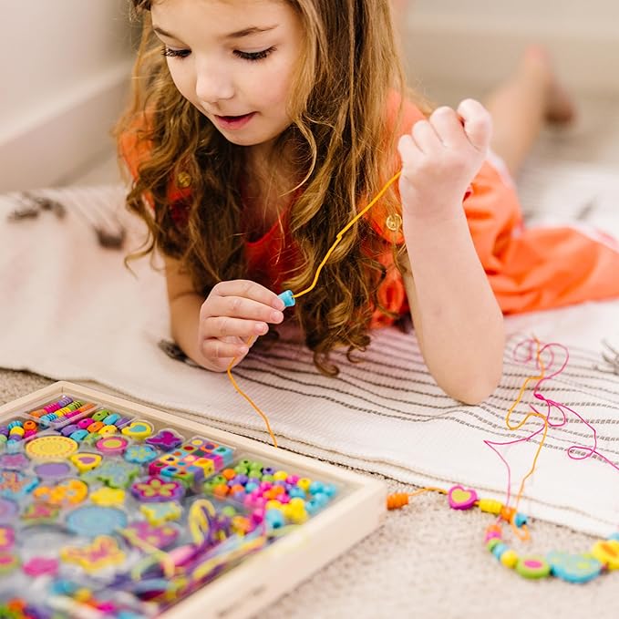 Melissa & Doug Created by Me Bead Bouquet Deluxe Wooden Bead Set With 220+ Beads for Jewelry-Making Kits for Kids 4+ - FSC-Certified