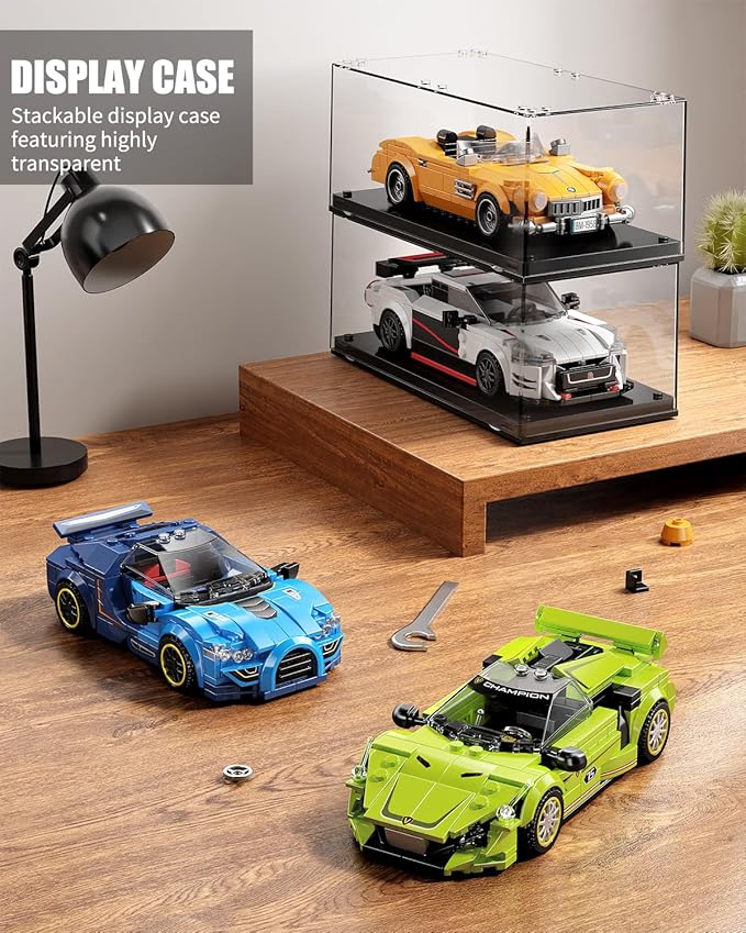 TYCOLE Super Sports Car Building Block Set with Display Case,Speed Race Car Building Kits Construction Toy,Collectible Car Model,Christmas Birthday Gift for Adults and Kids 6 and up(323pcs)