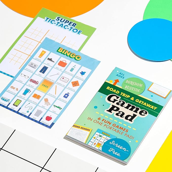 Knock Knock Roadtrip & Getaway On-The-Go Game Pad, Travel Car Activities for Kids, 6 Games (Sudoku, Super Tic-Tac-Toe, Hangman, Bingo, Word Search, Categories), 6 x 9-inches
