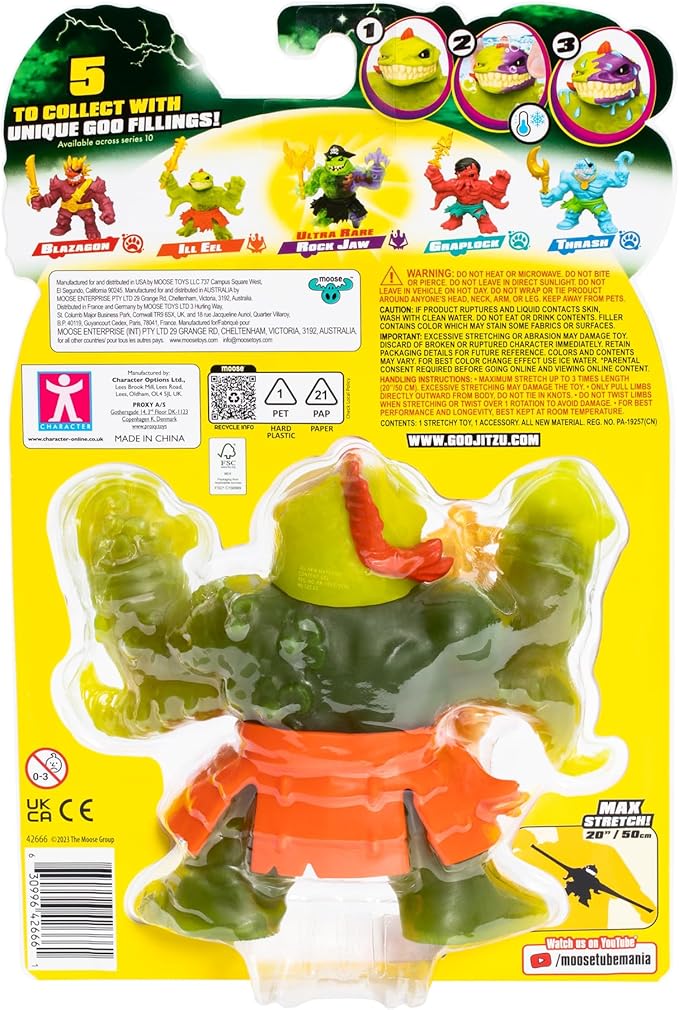 Heroes of Goo Jit Zu Cursed Goo Sea | Super Stretchy, Goo Filled Toy Ill EEL Action Figure Hero Pack | with Color Changing Face That Reveals His Curse | Stretch Him 3 Times His Size