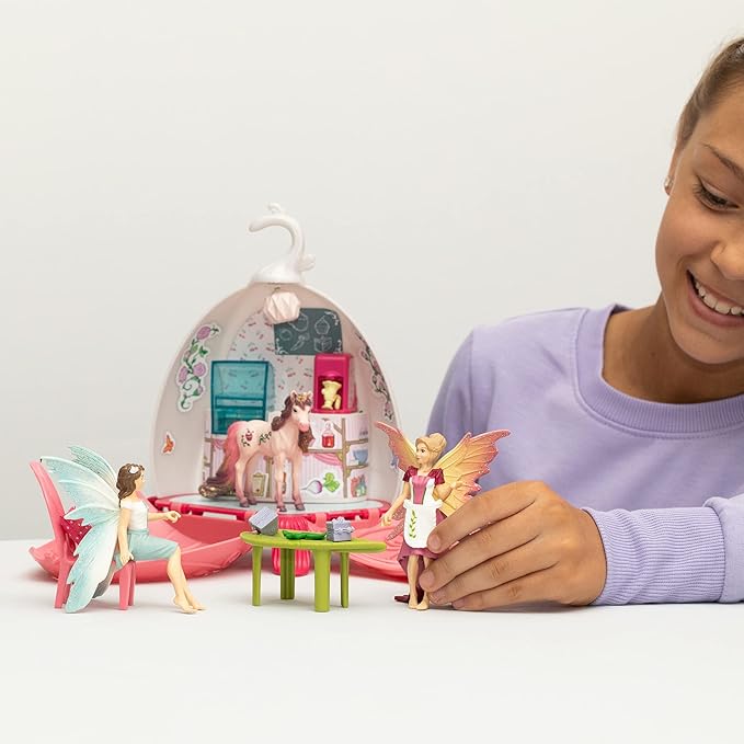 Schleich bayala Fairy Cafe Blossom - 21-Piece Magical Fairy and Unicorn Figurine Playset with Dollhouse and Accessories, Enchanted Play Dollhose for Girls and Boys, Gift Ready, Ages 5+