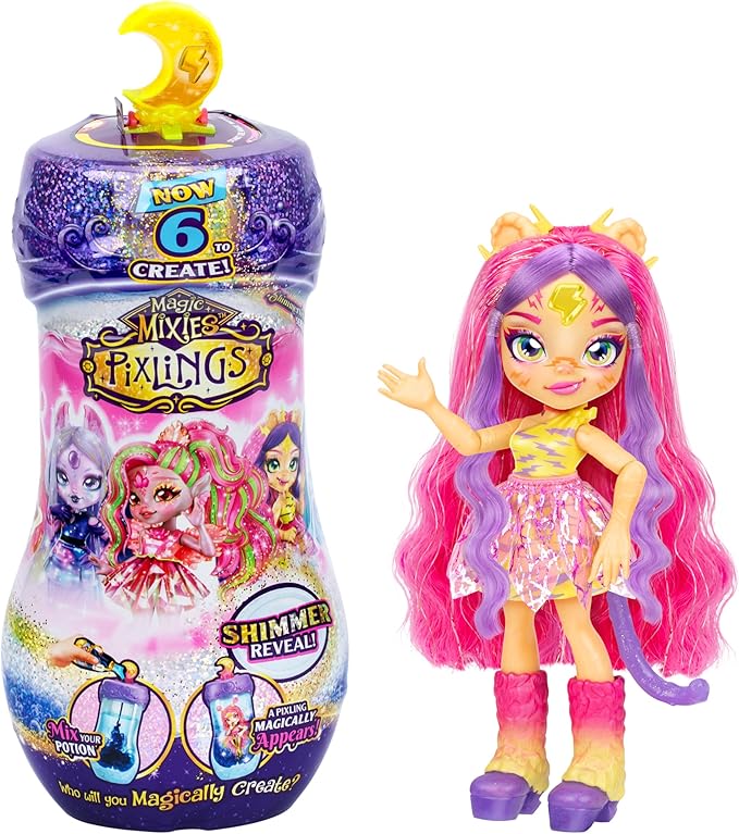 Magic Mixies Pixlings Shimmerverse Series, Create & Mix A Magic Potion to Reveal Tiggz The Tiger Pixling, Watch As This Beautiful 6.5" Fashion Doll Appears Inside The Potion Bottle