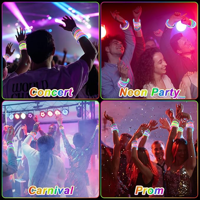 48 Pack LED Light Up Bracelets, Glow in the Dark Party Supplies, 6 Color Glow Bracelets, Rave Party Favors for Kids/Adults Birthday, Concert,Goodie Bag Fillers, New Year
