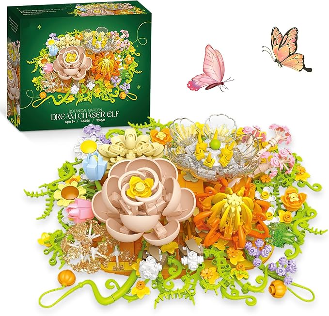 Flowers Building Set for Adults, 965 PCS Botanical Collection Table or Wall Home Decor, Compatible with Lego Flowers Plants, Ideas Gift for Mother's Day Birthday Anniversary