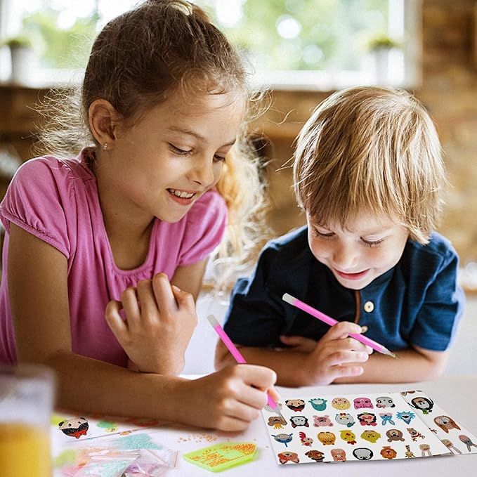 sinceroduct 64PCS Diamond Stickers Kits for Kids and Adult Beginners - Shaped Paint Marked with Diamonds by Numbers, Diamond Art for Kids Art and Crafts, Kids Gift