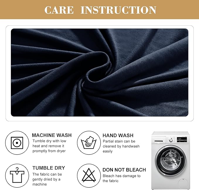 Jin Le 4 Pieces Recliner Cover Stretch Recliner Chair Cover 1 Seater Recliner Couch Covers Sofa Covers Stretch Soft Furniture Protector with Elastic Bottom and Ties for Kids Pet(Recliner, Navy)