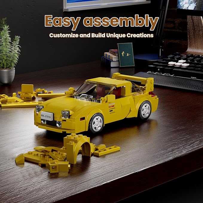 Mould King Speed Champion Cars Building Sets, RX-7 Mazda Sports Car Model with Display Case, 27016 MOC Collectible Race Car Toys Blocks Kits for Adults and Boys Girls Kids Aged 8+ (329 Pieces)
