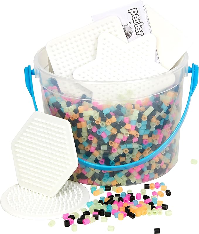 Perler Beads Glow in The Dark Multicolor Fuse Bead Bucket Kit, 5000pcs, (package may vary)