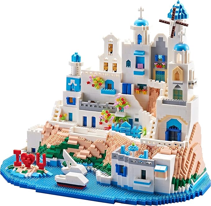 Architecture Micro Building Blocks Set for Adults- 5810PCS Romantic City Collectible Aegean Sea Mini Castle Building Blocks Modle Kits, Creative Present for Kids Age of 14+