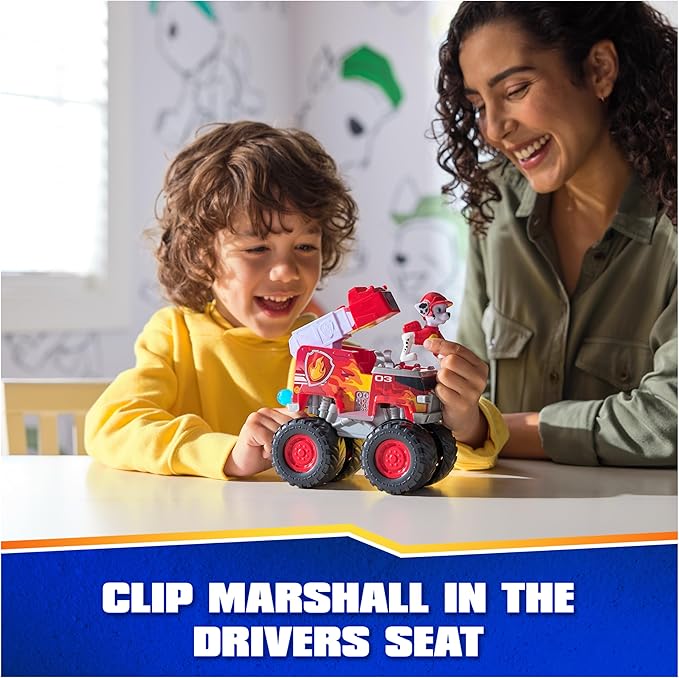 Paw Patrol: Rescue Wheels Marshall’s Firetruck, Toy Truck with Projectile Launcher and Collectible Action Figure, Kids Toys for Boys & Girls Ages 3+
