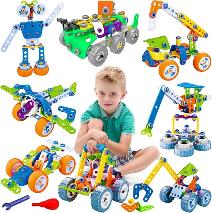 MOONTOY 11 in 1 STEM Toys for 4 5 6 7 8+ Year Old Boy Girl Valentine Birthday Gift Building Toys for Kids Ages 4-8 5-7 6-8 4-6 Erector Set Educational Blocks Construction Stem Activities Creative Game
