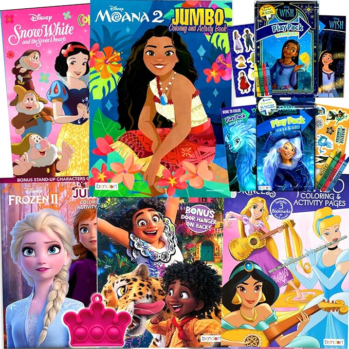 Disney Princess Coloring Book Set for Kids - Activities, Stickers and Games - Featuring Disney Princess, Frozen, Moana and Raya and The Last Dragon,8 x 10.75 inches