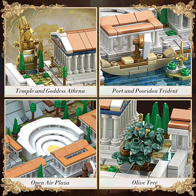 SpblastB Architecture Acropolis of Athens Building Blocks Set, 1988 Pieces Landmark Collection City Building Kit, Display Model Kit and Home Decor Gift Idea for Adults, Kids, Architects