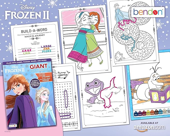 Disney Frozen 2 Elsa and Anna Giant 192-Page Coloring and Activity Book with Over 100 Stickers and a Poster 45820 Bendon