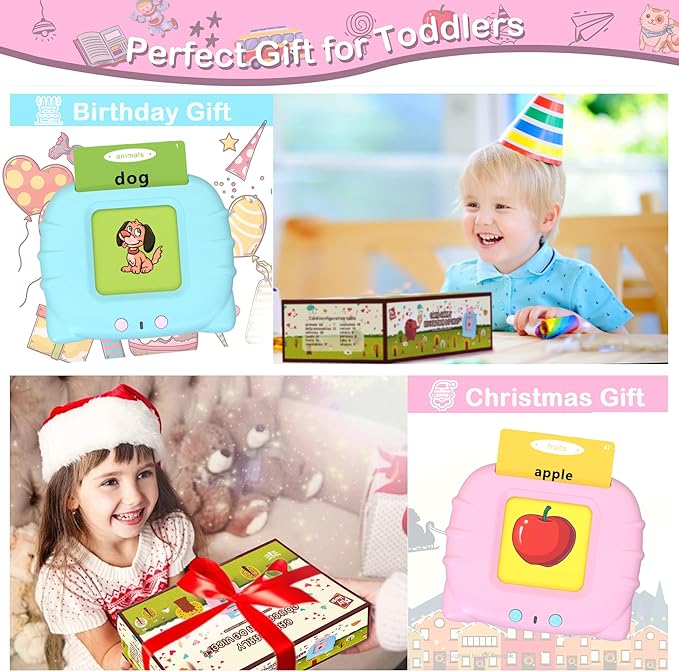 Pocket Speech for Toddlers with 384 Words, Birthday Gift toys for 1 2 3 4 5 Years Old Girls, Talking Flash Cards Educational Toddler Toys, Montessori Sensory Toys for Autism Kids, Learning Toddler Toy