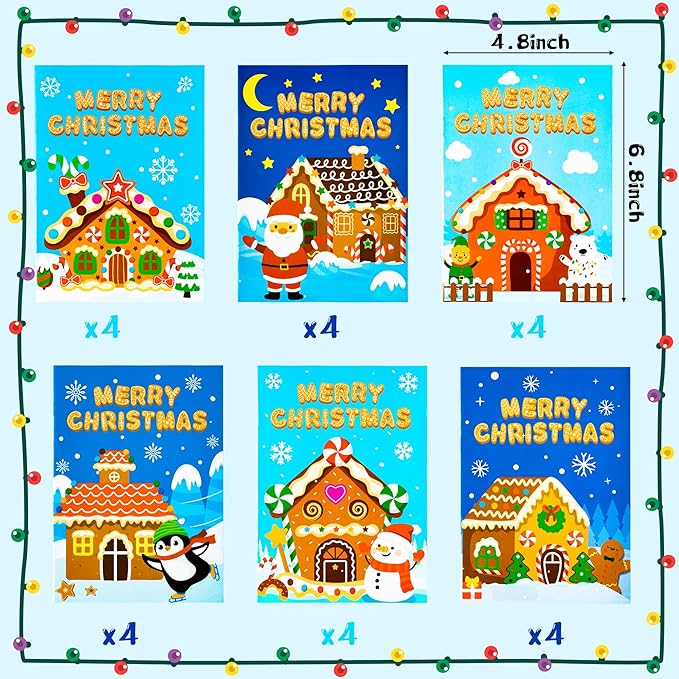 Dvbonike 24Pcs Merry Christmas Gingerbread House Coloring Books for Kids Bulk Winter DIY Art Drawing Birthday Party Favors Goodie Bags Stuffers Xmas Holiday Gifts Home Classroom Activity Supplies