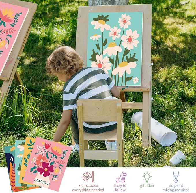 goldentime Framed Paint by Numbers for Adults and Kids Ages 8-12 - Easy to Paint by Number for Beginners, Flower Canvas Painting Kits Perfect for Gift Home Wall Decor 8 * 10inch