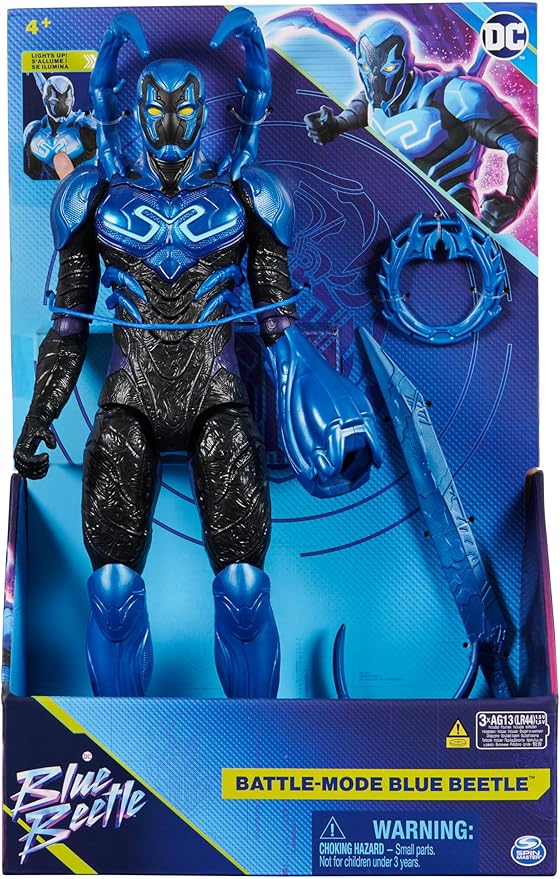 DC Comics, Battle-Mode Blue Beetle Action Figure, 12-inch, Lights & Sounds, Easy to Pose, Movie Superhero Kids Toys for Boys & Girls, Ages 4+ (Pack of 4)