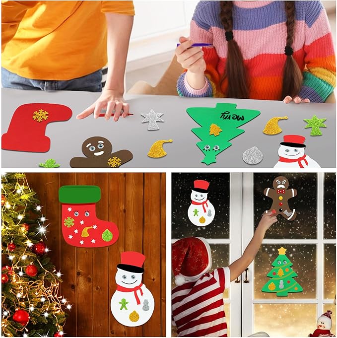 JULBEAR 260Pcs DIY Christmas Foam Crafts Kits for Kids Making Crafts Christmas Party Favors Christmas Foam Stickers Art Ornament Stickers Christmas Craft Decoration Party Supplies
