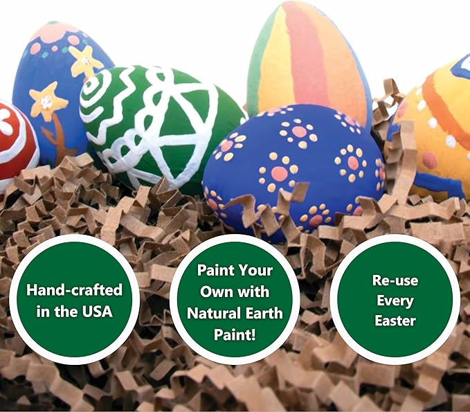 Natural Earth Paint Wooden Egg Kit – 6 Non-Toxic, Eco-Friendly Paints & Bamboo Brush – Easter Egg Decorating & Craft Set – Compostable Packaging, Safe for Kids & Adults