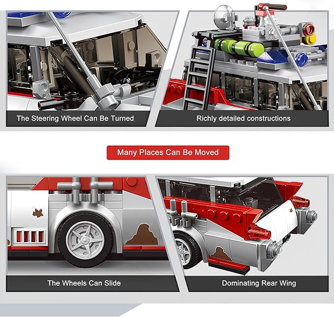 HI-REEKE Buster ECTO-1 Building Kit for Adult, Ghost Speed Champion Car Creator Building Blocks Toy Set Creator-605PCS