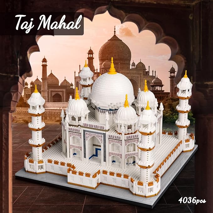 QLT Micro Mini Blocks Taj Mahal Architecture Building Toy Display Famous Architecture Model Kit for Adults and Kids Christmas Birthday Gift (4036 Pieces)