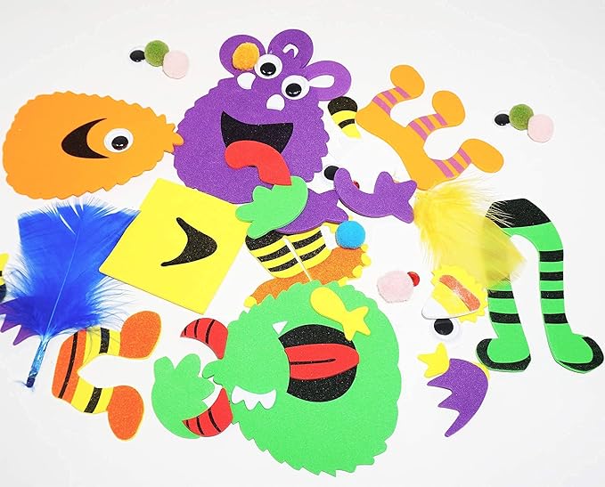 4E's Novelty 24 Halloween Crafts for Kids - Silly Monsters Foam Magnet Craft Kits - 24 Pack / 4 Styles, Classroom Arts & Crafts