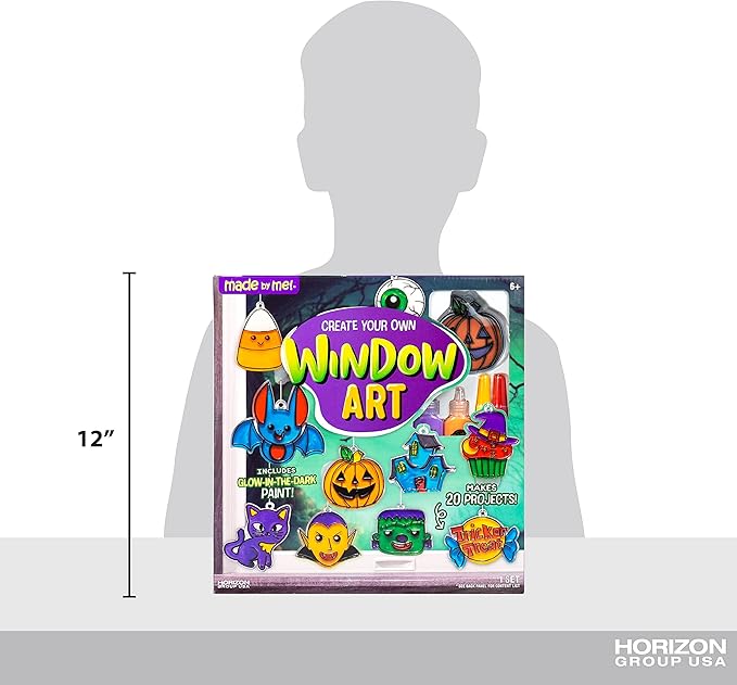 Made By Me Create Your Own Halloween Window Art, DIY Suncatcher Kit and Clings, Great Staycation or Sleepover Activity, Fun Group Activity, Arts and Crafts Set for Kids Ages 6, 7, 8, 9