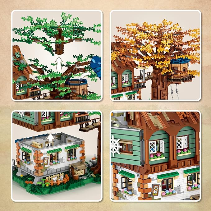 Idea Tree House Bricks Model Toys Set, Forest House Building Blocks Street View Sets, for Adults Ages 14+ Tree House Display 4761 PCS（Not Compatible with Lego Set ）