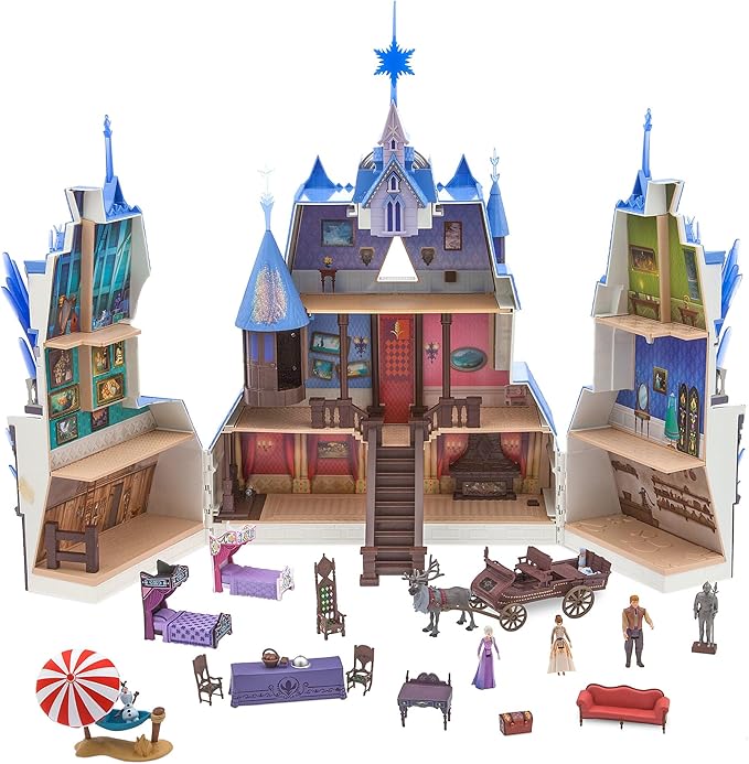 Disney Store Official Frozen 2 Magic Light & Music Castle Playset - 3 Year Old Girl Gift, Anna and Elsa Dolls - includes Frozen , Interactive Rooms & Features