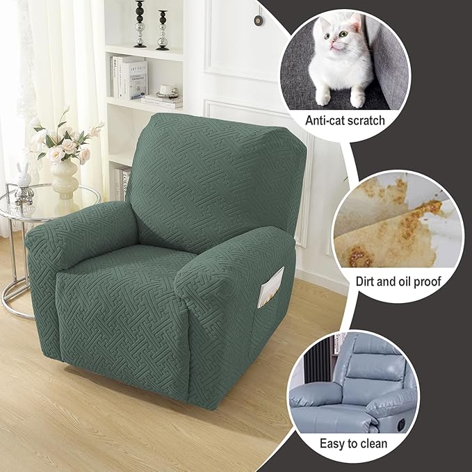 NORTHERN BROTHERS Recliner Chair Covers, Lazy Boy Recliner Covers, Stretchy Cover for Recliner Chairs, Light Green
