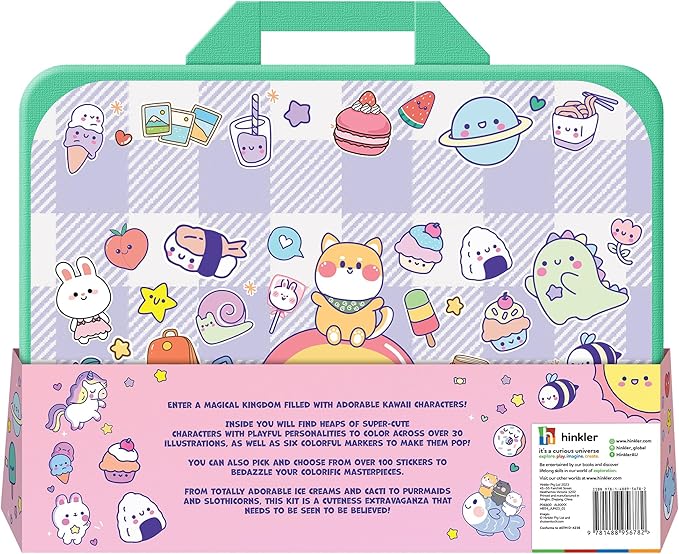 Kaleidoscope: Kawaii Wonderland Coloring & Activity Set - Carrier Functions As A Lap Desk, Kawaii Themed Book & Case, 100+ Stickers, Kids Ages 3+