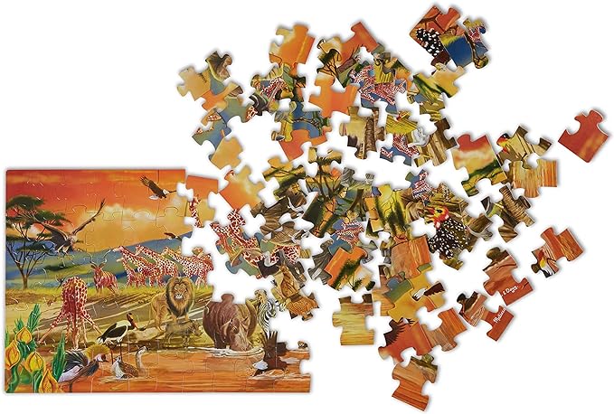 Melissa & Doug African Plains Safari Jumbo Jigsaw Floor Puzzle (100 pcs, over 4 feet long)