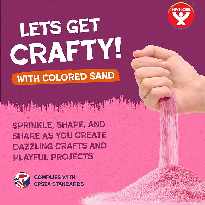 Hygloss Colored Play Sand – 15 lb Bright Rainbow Craft Sand for Sand Art, Christmas Decorations, DIY Projects, Classroom Activities, and Plant Décor – Fine, Non-Toxic Sand, Safe for Kids Ages 3+