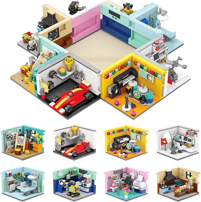 Toy Building Set, Friends House Collection 8 Packs Home Building Blocks Model Kit, Creative Construction Building Sets, Christmas Birthday Gift for Children Teens Kids Boys Girls 8+