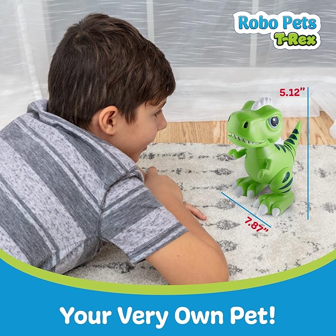 Robo Pets T-Rex Dinosaur Toy for Boys and Girls - Remote Control Robot Toy with LED Light Eyes, Interactive Hand Motion Gestures, STEM Toy Program Treats, Walking and Dancing Robot Dinosaur Kids Toy