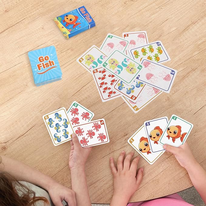 Card Games for Kids Toddlers,Go Fish,Old Maid,Slap Jack and Memory Match,4 Decks in 1 Pack,Fun Educational Gard Games for Family Game Night Table Games,Great Easter Basket Stuffers and Gifts