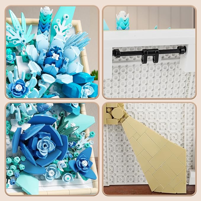 Flowers Building Set for Adults, Compatible with Lego Flowers Roses Plants Picture Frame, Botanical Collection Wall Art Home Office Decor, Ideas Gift Building Toy for Boys Girls (728 PCS)