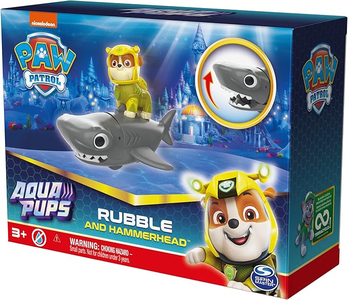 Paw Patrol, Aqua Pups Rubble and Hammerhead Action Figures Set, Kids Toys for Ages 3 and up