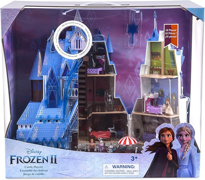 Disney Store Official Frozen 2 Magic Light & Music Castle Playset - 3 Year Old Girl Gift, Anna and Elsa Dolls - includes Frozen , Interactive Rooms & Features